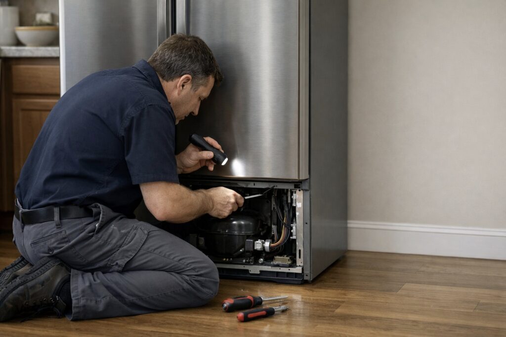 refrigerator-repair-technician-at-work-cloverdale-appliance-repair