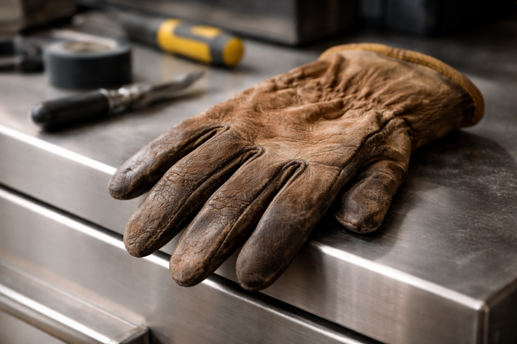 worn leather glove on metal surface cloverdale appliance repair