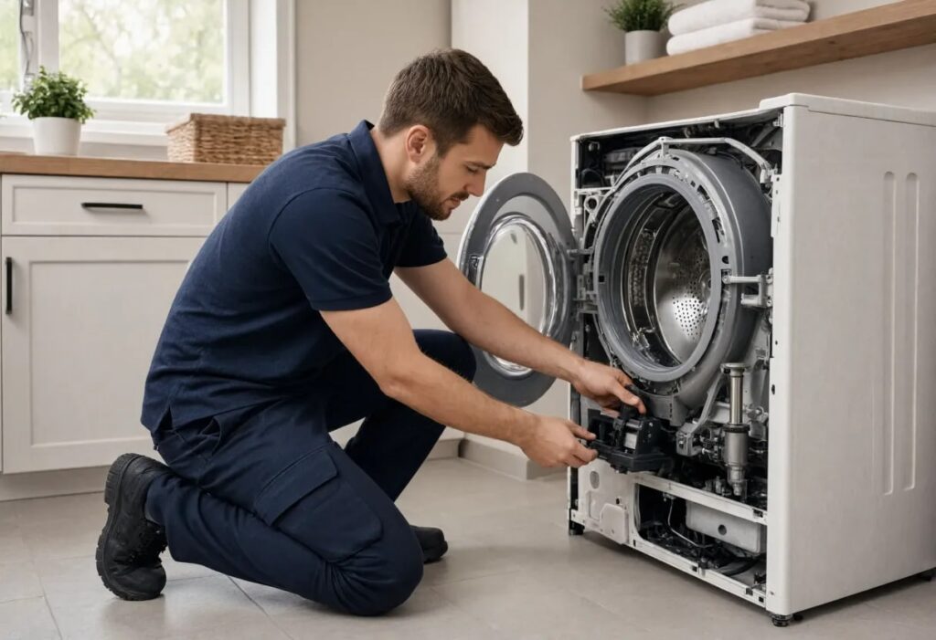 Photorealistic Image of an Appliance Technician Diagnosing a